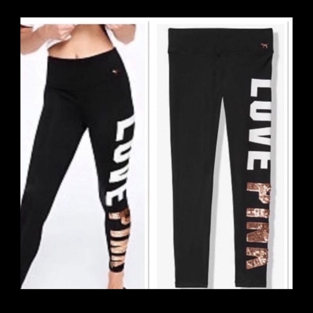 NWT VS PINK LARGE BLING LEGGINGS - Picture 2 of 4